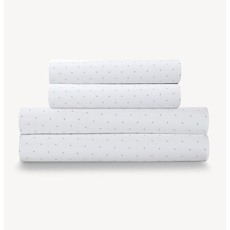 Microfiber Polka Dot Sheet Set - Aqua / Queen 4-Piece Sheet Set